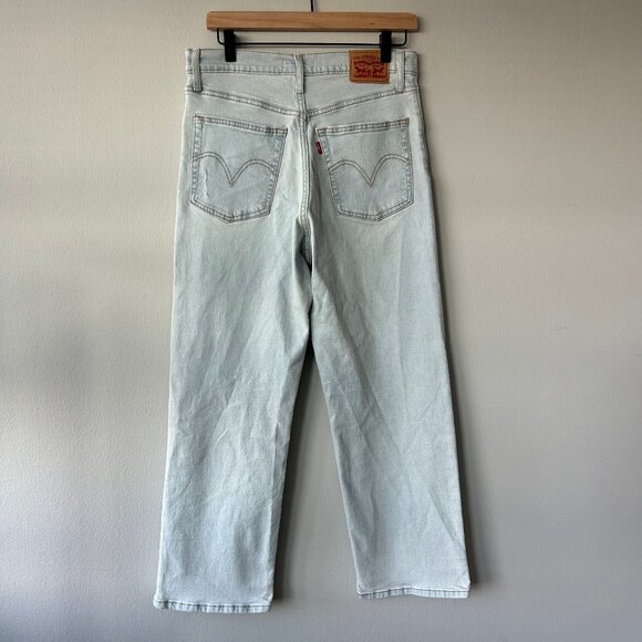 Levi’s Jeans Ribcage Straight Ankle Light Wash Denim Size 30x27 Womens High Rise - Picture 2 of 8